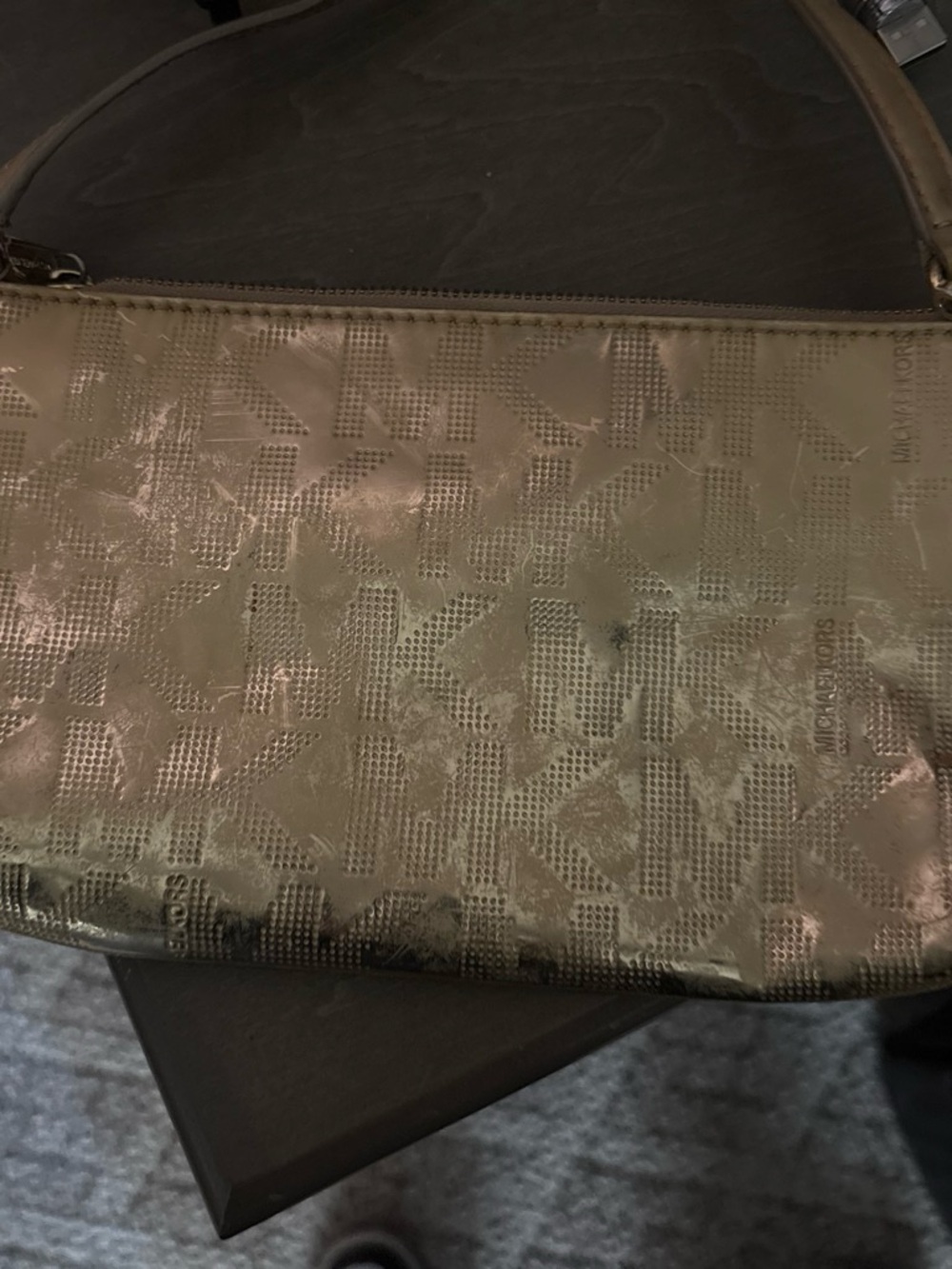 Michael Kors Shimmery Gold Logo-Pattern Shoulder Bag